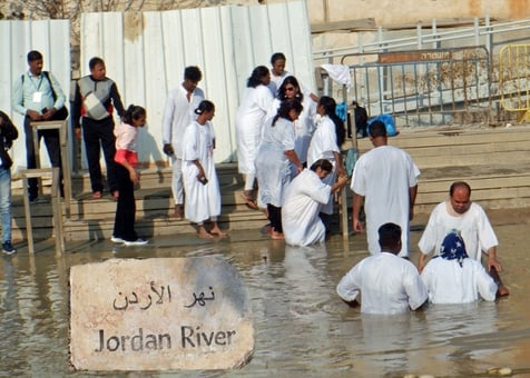 Baptisms on Israli side of Jordan River-1